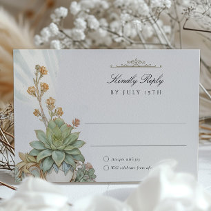 Succulents RSVP Card Art Nouveau Wedding