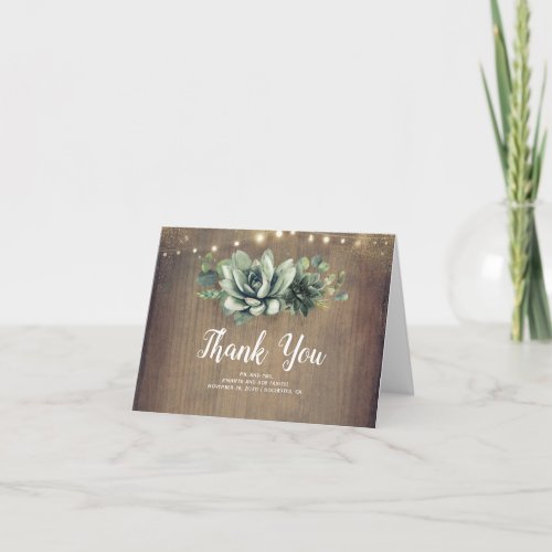 Succulents Rustic Country Wedding Thank You