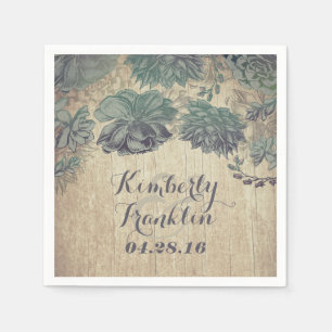 succulents rustic wedding paper napkins