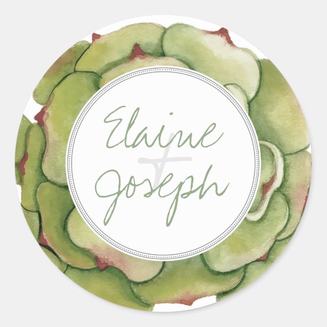 Succulents Rustic Wedding stickers (Front)