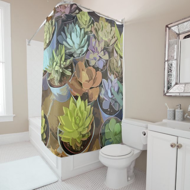 Succulents Shower Curtain (In Situ)