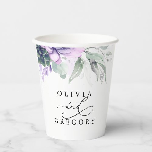 Succulents Silver Greenery Elegant Modern Wedding Paper Cups