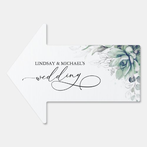 Succulents Silver Greenery Elegant Wedding Sign