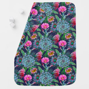 Succulents tropical garden baby blanket
