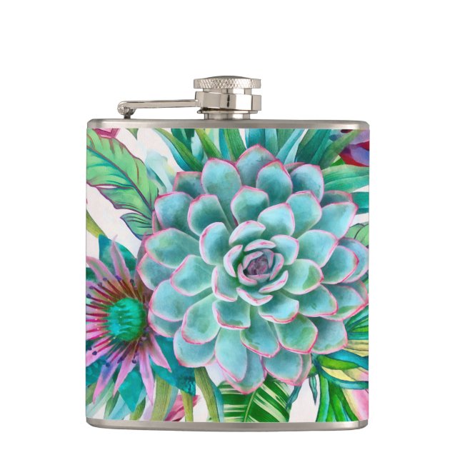 Succulents tropical garden flask (Front)