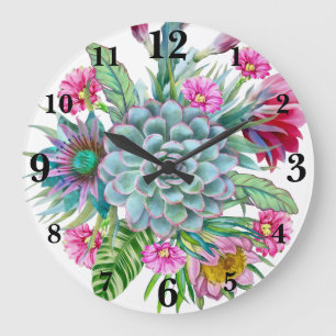 Succulents Tropical Garden Large Clock