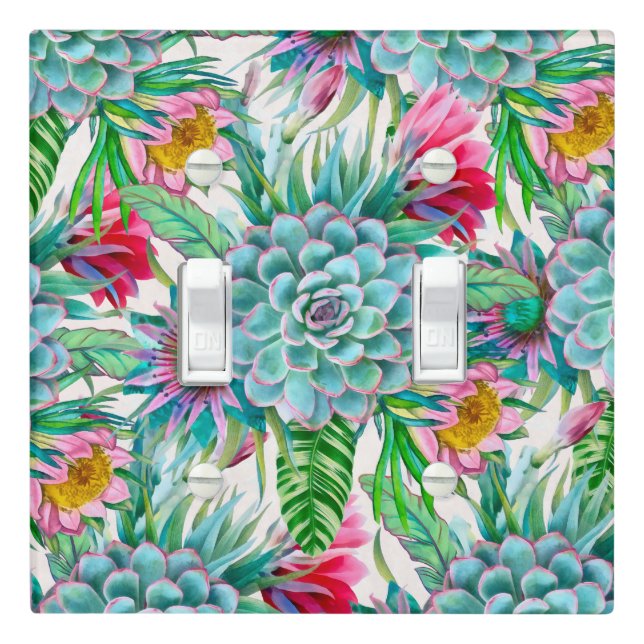 Succulents tropical garden light switch cover (In Situ)
