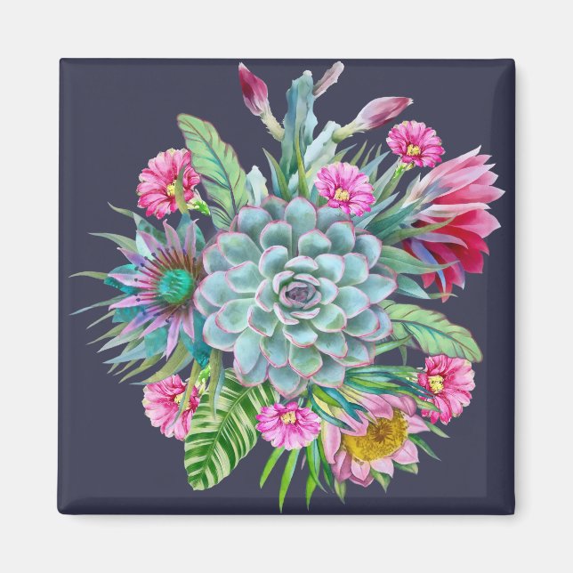 Succulents tropical garden magnet (Front)