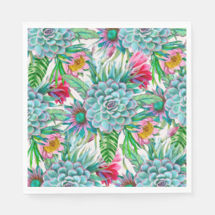 Succulents tropical garden napkins