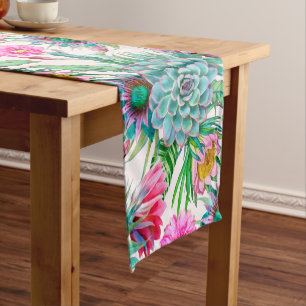 Succulents tropical garden short table runner