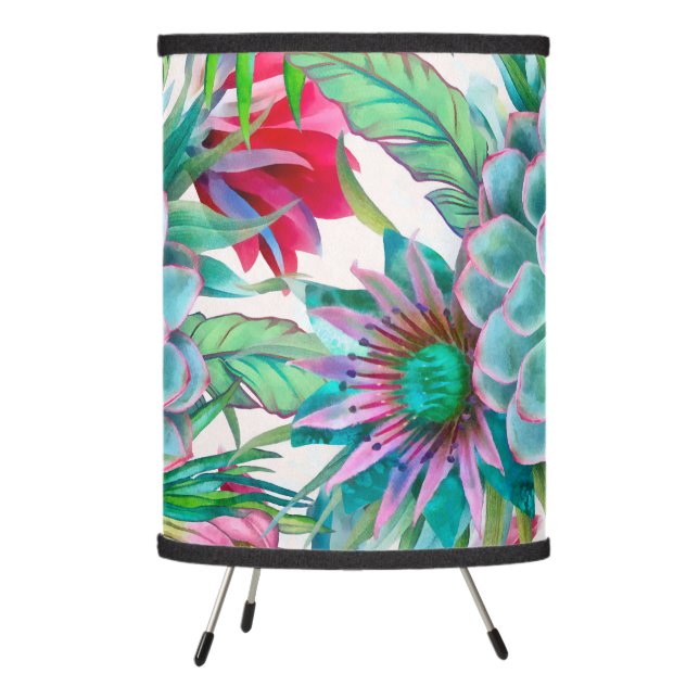 Succulents tropical garden tripod lamp (Left)