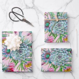 Succulents Tropical Garden Wrapping Paper Sheets