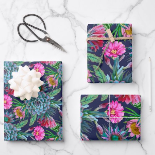 Succulents tropical garden wrapping paper sheets