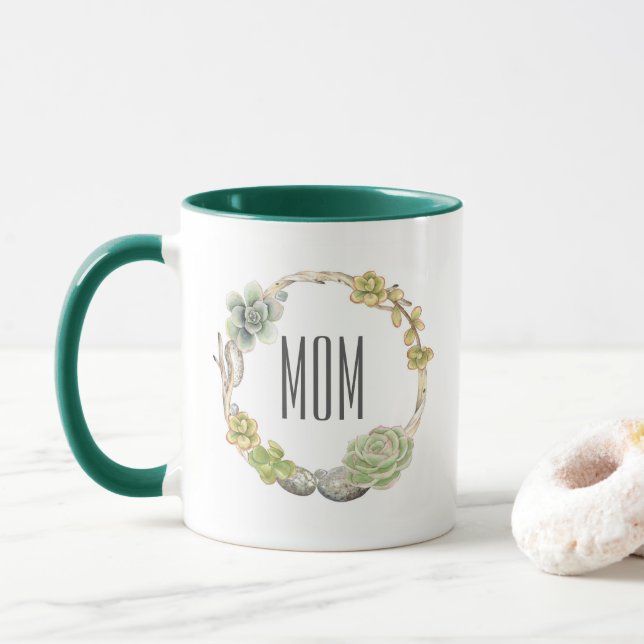 Succulents, Twigs and Stones | Mother's Day Mug (With Donut)