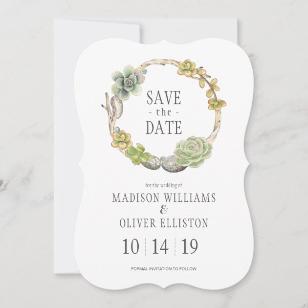 Succulents, Twigs And Stones | Save The Date