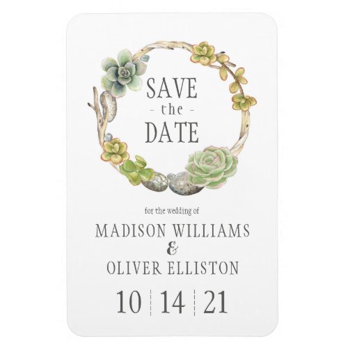 Succulents Twigs and Stones  Save the Date Magnet