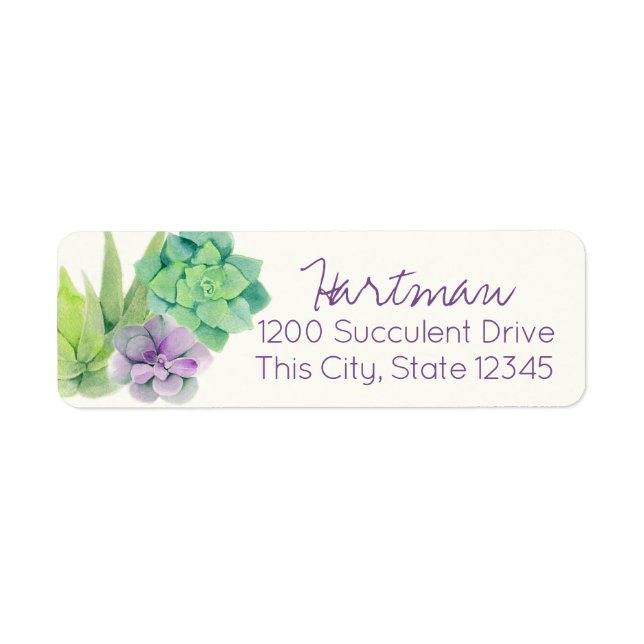 Succulents Watercolor Address Label (Front)