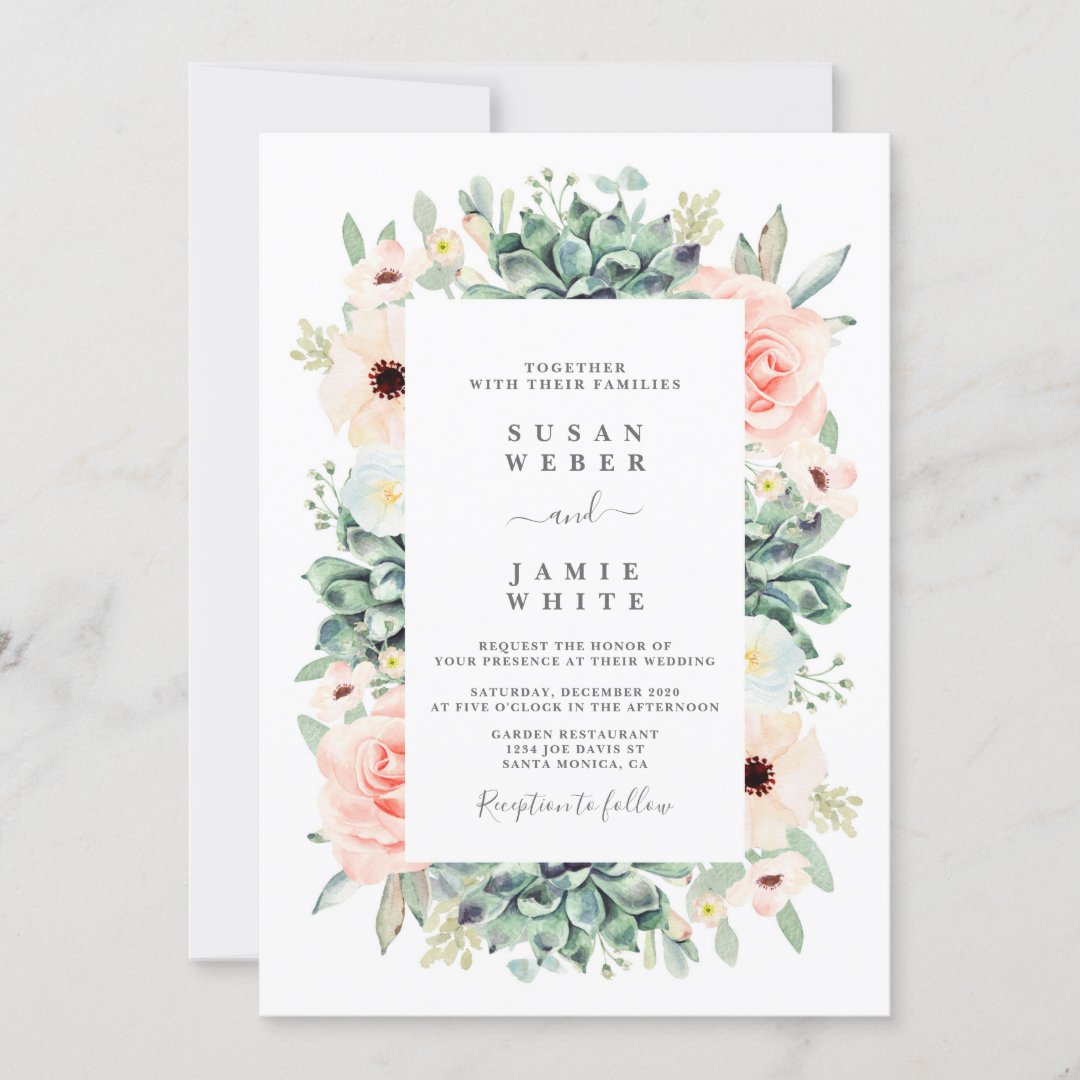 Succulents wedding Invitation | Zazzle