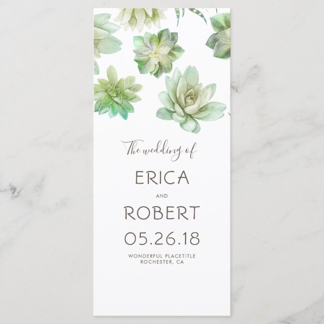 Succulents Wedding Programs (Front)