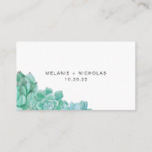 Succulents wedding website or information card (Back)