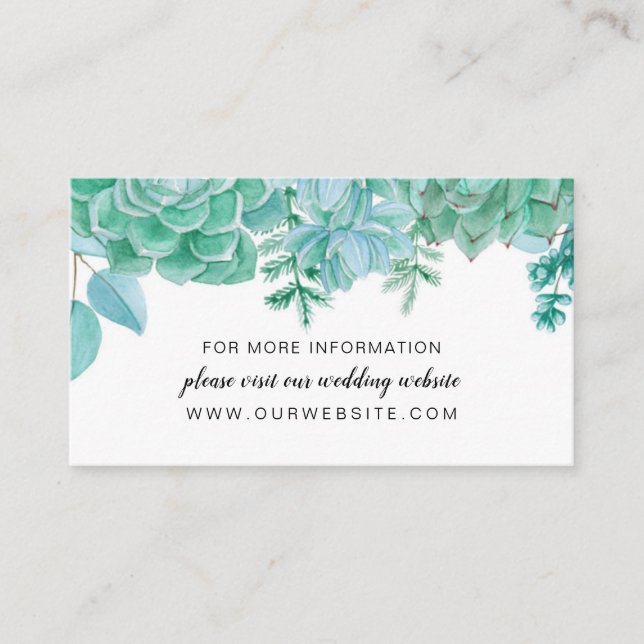 Succulents wedding website or information card (Front)