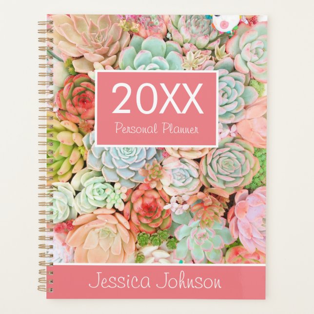 Succulents Weekly Monthly Personalized Personal Pl Planner (Front)