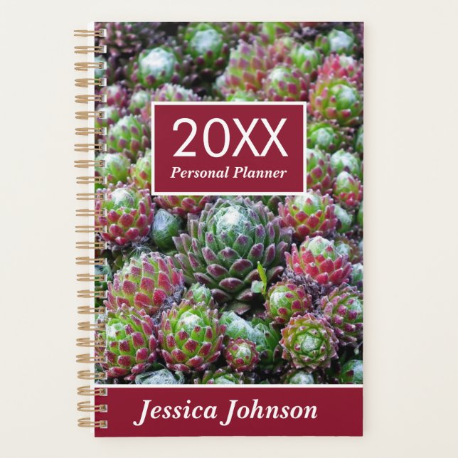 Succulents Weekly Monthly Personalized Personal    Planner (Front)