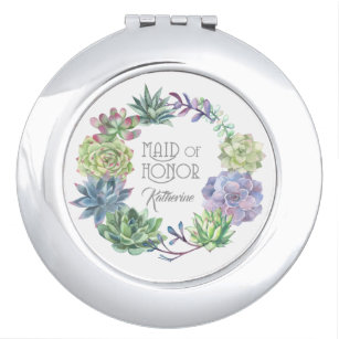 Succulents Wreath Maid of Honor ID517 Compact Mirror