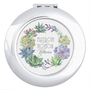 Succulents Wreath Matron of Honor ID517 Compact Mirror