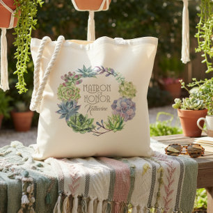 Succulents Wreath Matron of Honor ID517 Tote Bag