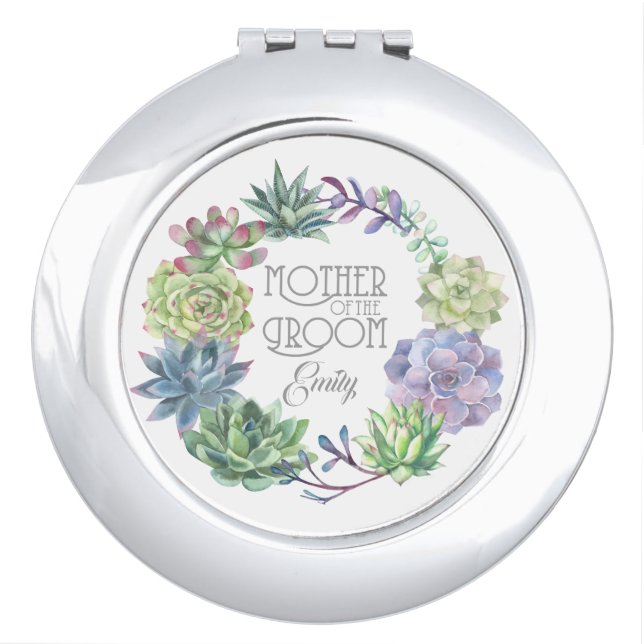 Succulents Wreath Mother of the Groom ID517 Compact Mirror (Front)