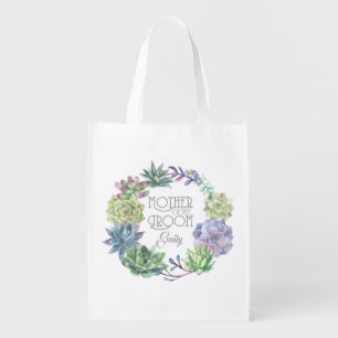 Succulents Wreath Mother of the Groom ID517 Grocery Bag