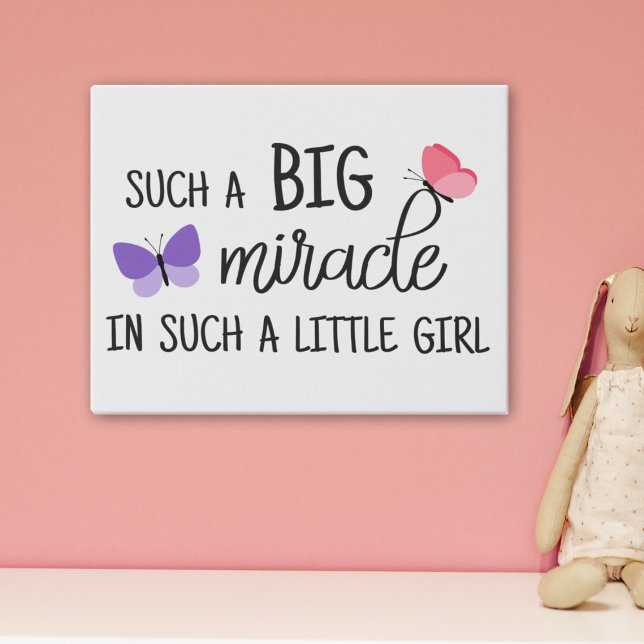 Such a big miracle in such a little girl newborn faux canvas print (Creator Uploaded)