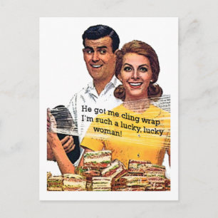 "Such a lucky woman" Postcard