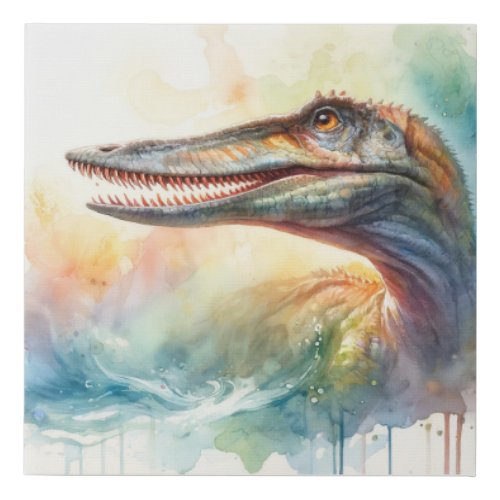 Suchomimus in Colorful Serenity AREF656 _ Watercol Faux Canvas Print