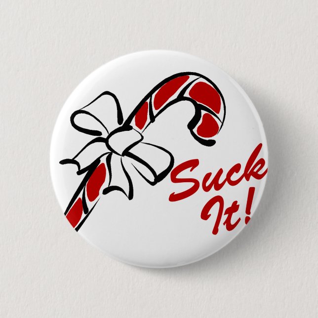 Suck It Candy Cane Pinback Button (Front)