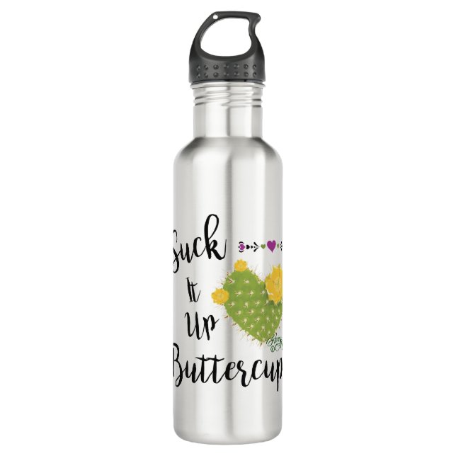 Suck It Up Buttercup! Stainless Steel Water Bottle (Front)