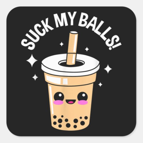 Suck My Balls Boba Square Sticker