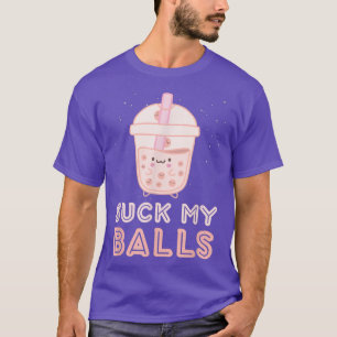 Suck My Balls Boba Tea Bubble Kawaii Face T-Shirt