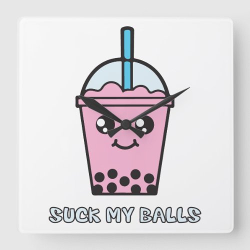 Suck My Balls Bubble Tea Square Wall Clock