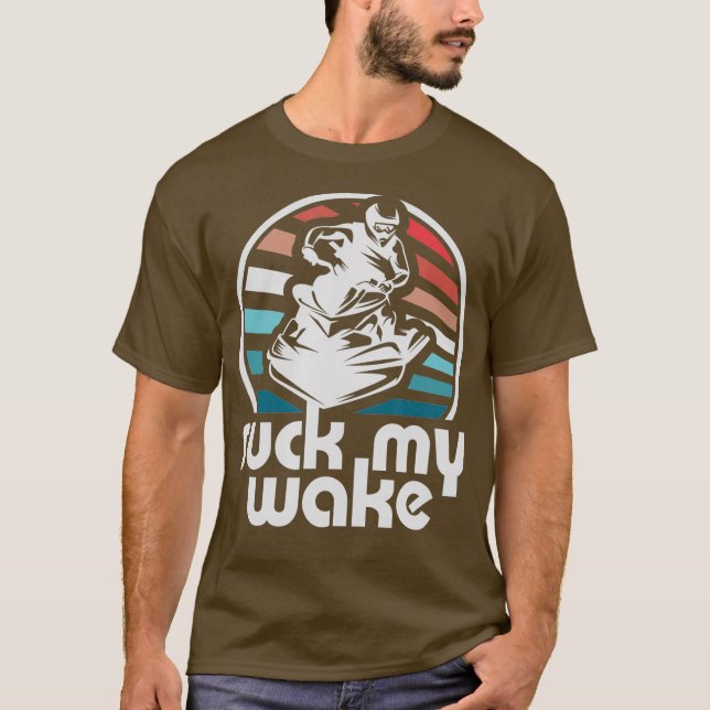 Suck My Wake Jet Ski Retro 70s Funny Jet Skiing T-Shirt (Front)