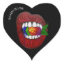Sucker For Love Vampire Lips Rainbow Heart Sticker