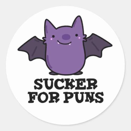 Sucker For Puns Funny Baby Bat Pun  Classic Round Sticker