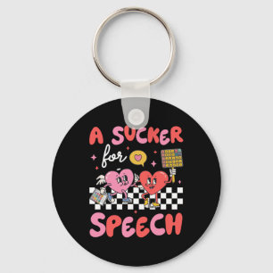 Sucker For Speech Therapy Slp Heart Loving Valenti Keychain