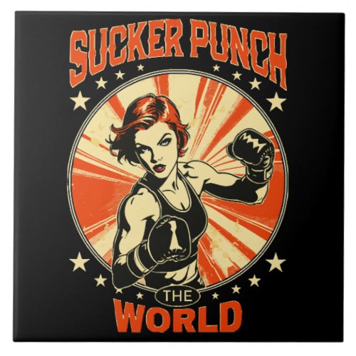 Sucker Punch the World Ceramic Tile