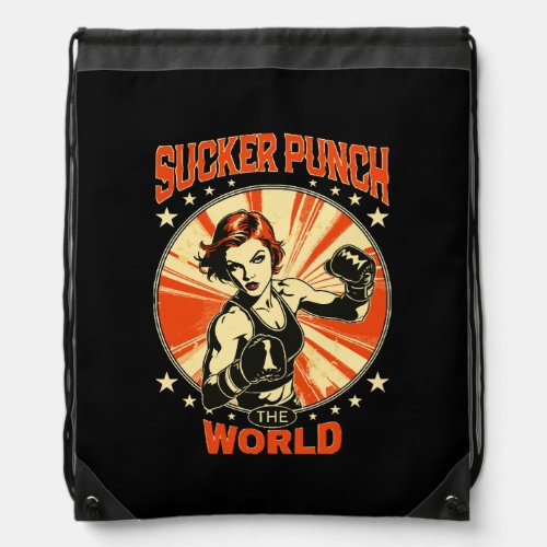 Sucker Punch the World Drawstring Bag