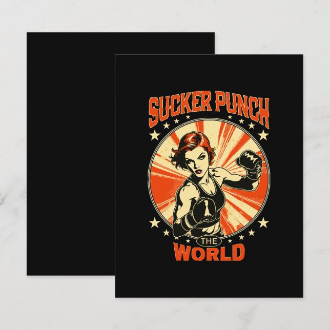 Sucker Punch the World Note Card (Front/Back)