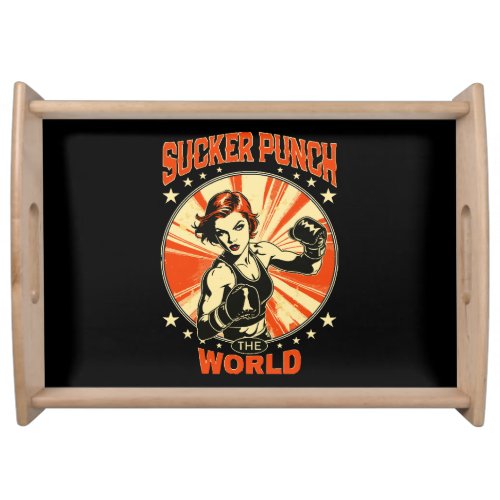 Sucker Punch the World Serving Tray