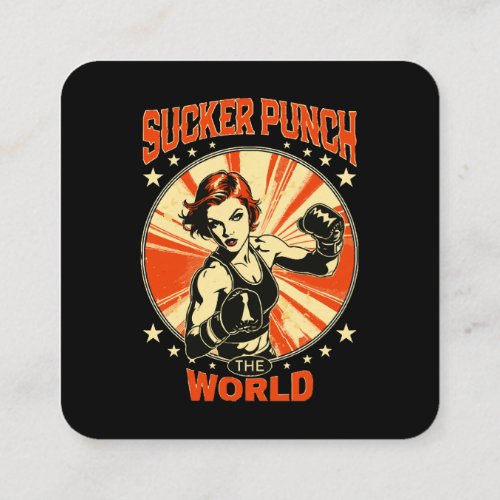 Sucker Punch the World Square Business Card