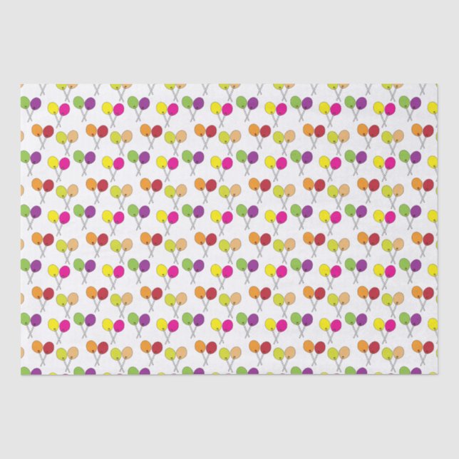 Suckers lollipops in green, purple, pink, yellow tissue paper (Front)
